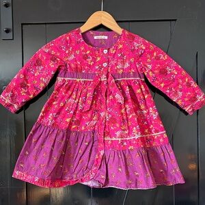 Vintage Kenzo kids Floral Pink and Purple girls petticoat dress sz 3/4